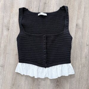 Zara Black and White Sleeveless Sweater
